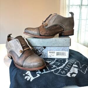 Freebird Mabel Oxford Shoes Women's 9 Grey Brown Distressed Leather US Size 9